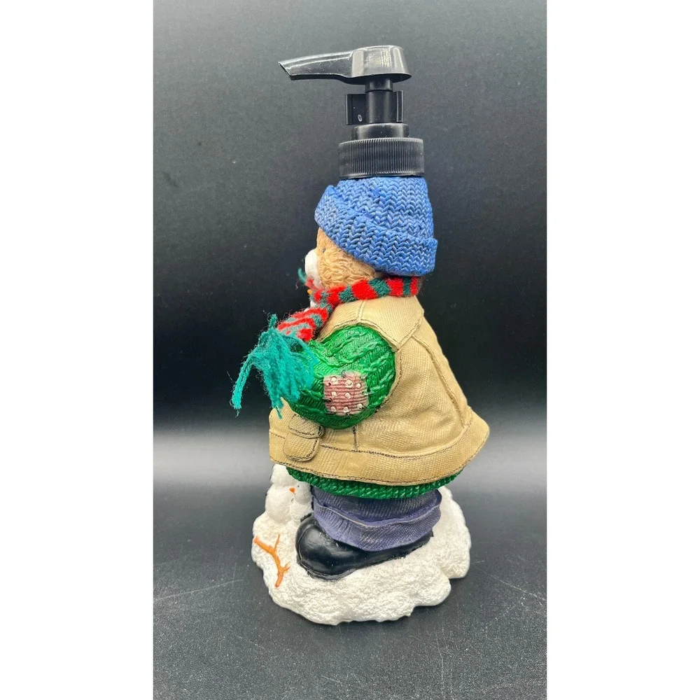 Vtg Christmas Teddy Bear Snowman Resin‎ Soap Lotion Dispenser Winter Holiday 8